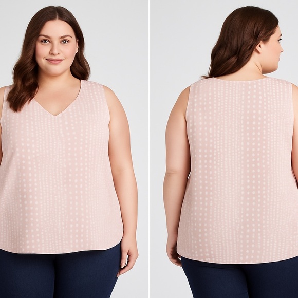 Tahari Tops - Tahari Pink Polka Dot Sleeveless Blouse Size 1X